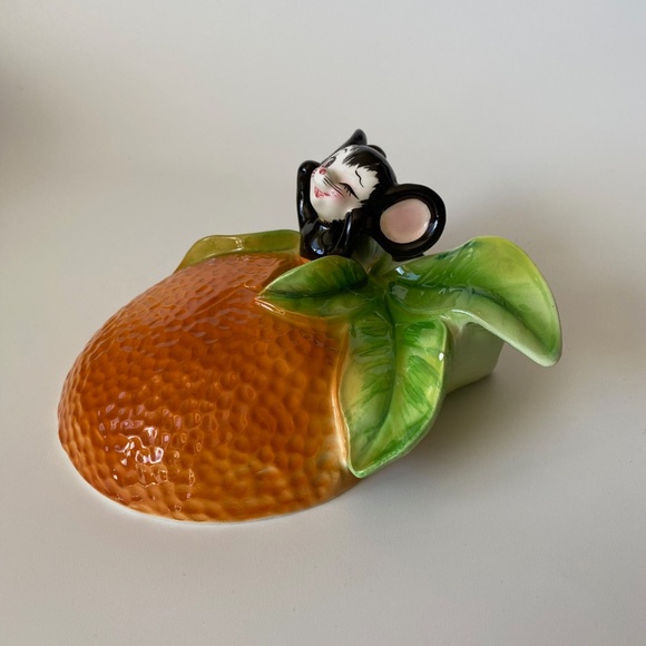 Vintage Mouse and Orange Ceramic ENESCO Wall Pocket, RARE - Picture 12 of 16